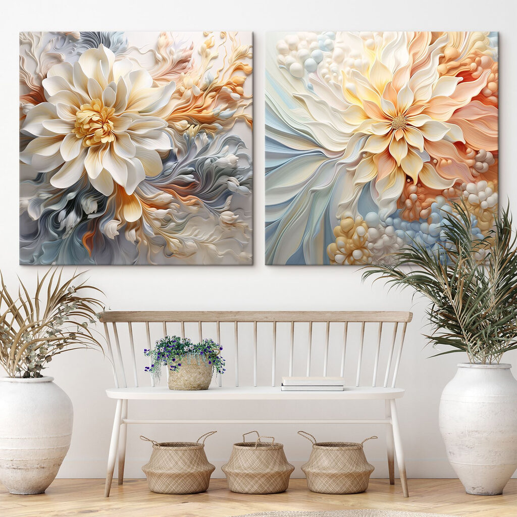 Flores en movimiento en un interior