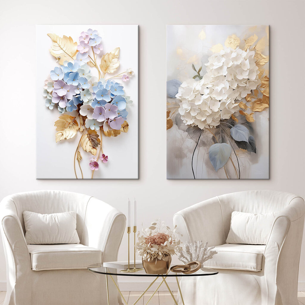 Hortensias en flor en un interior