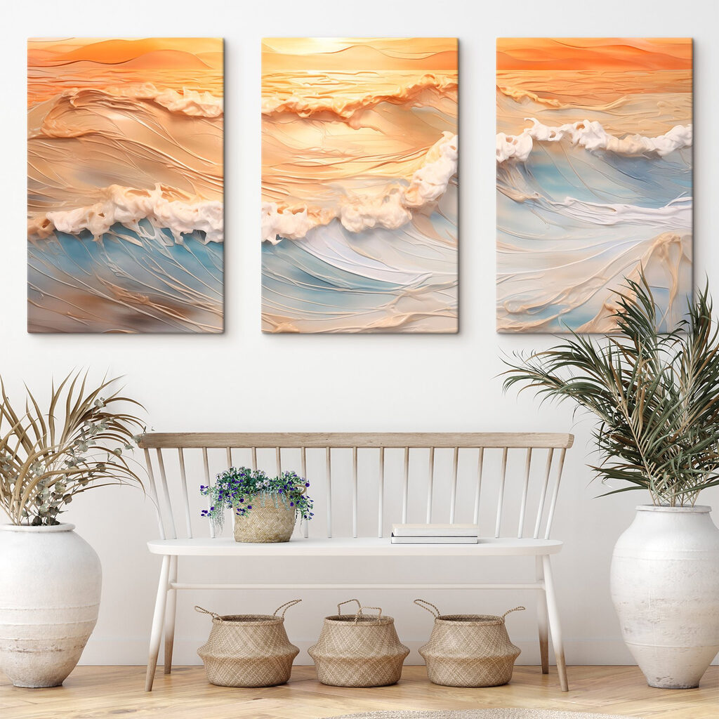 Olas al atardecer en un interior