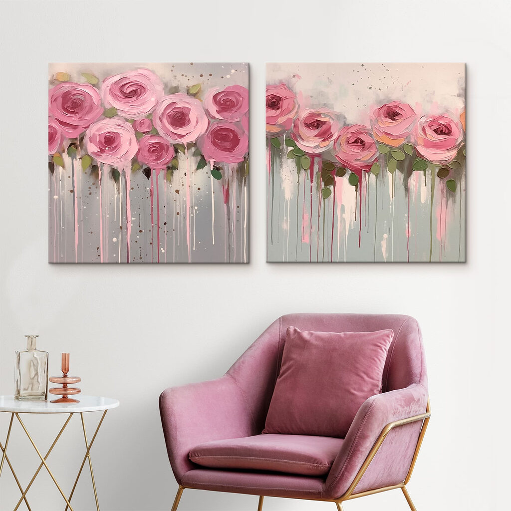 Rosas en fila en un interior