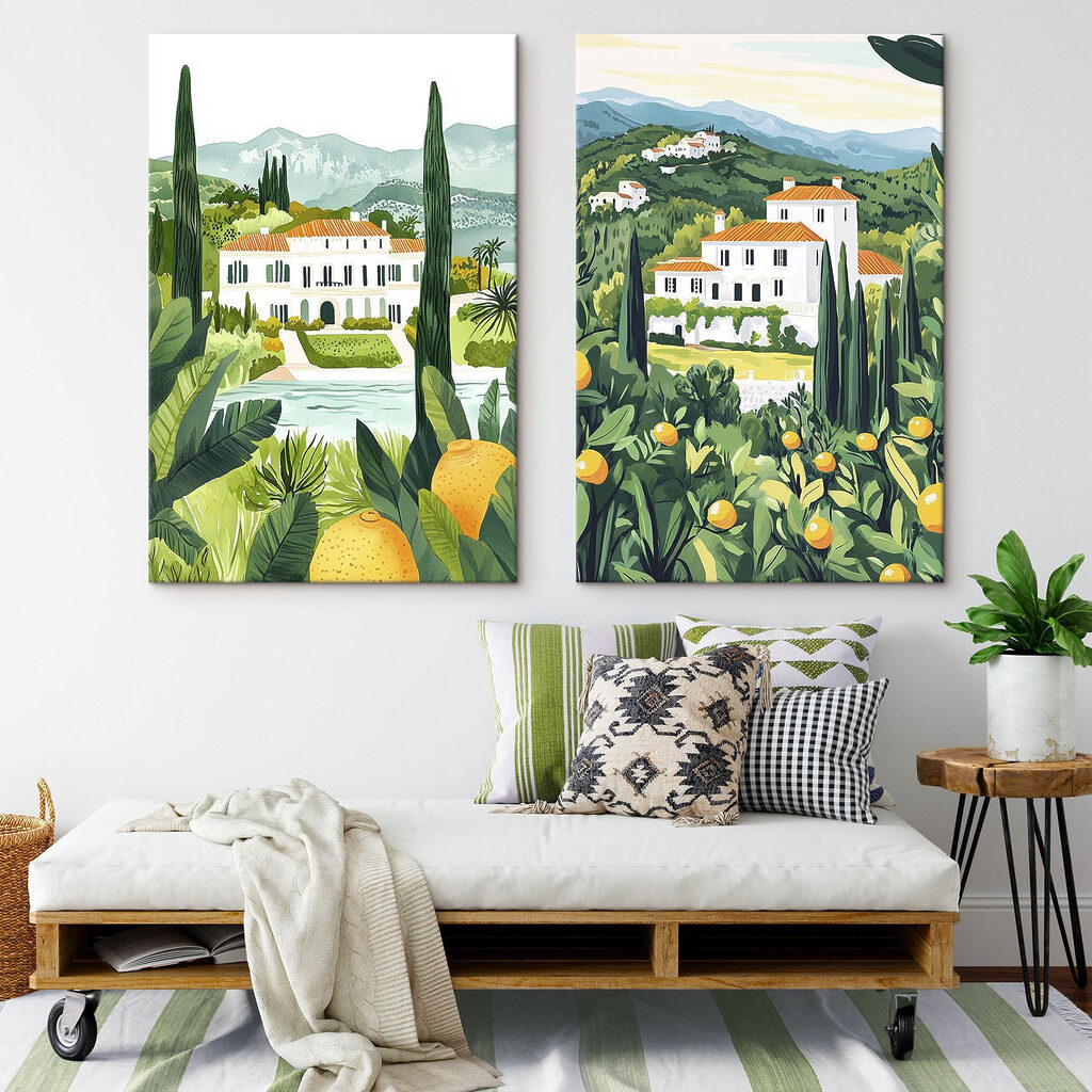 Villa entre colinas en un interior