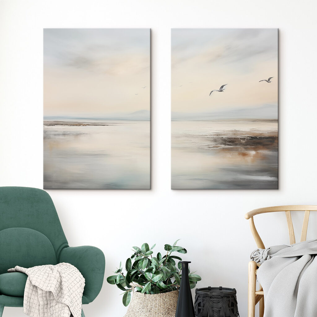 Aves sobre la costa en un interior