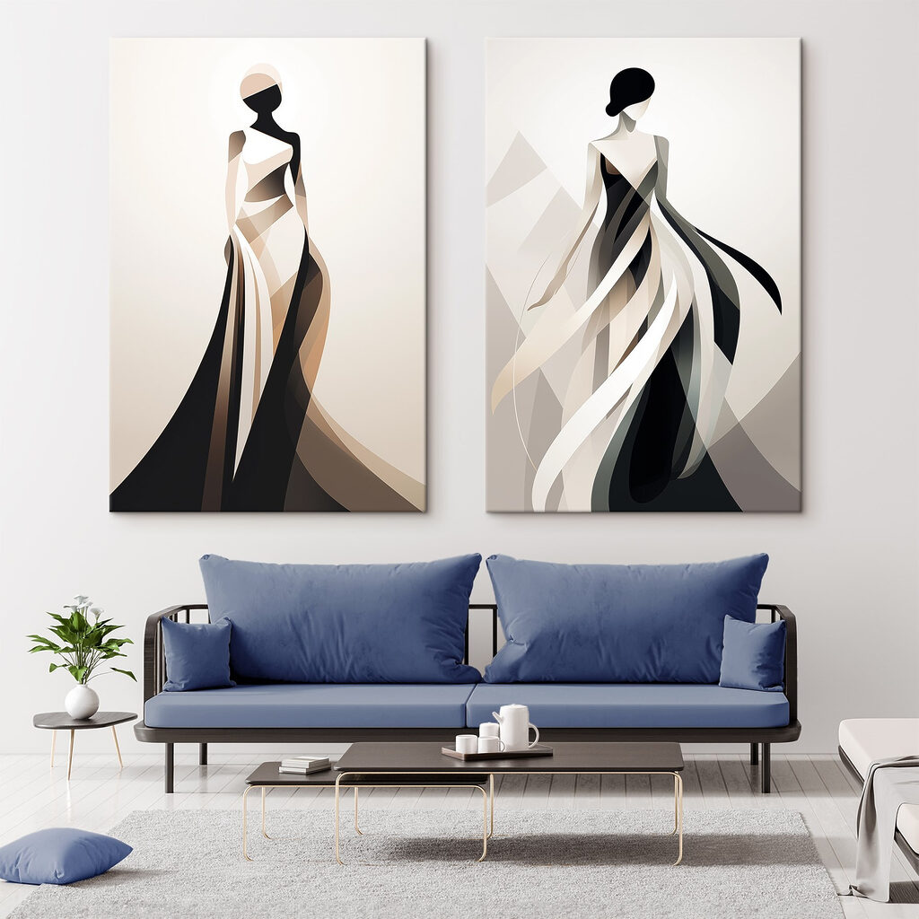 Siluetas fluidas en un interior