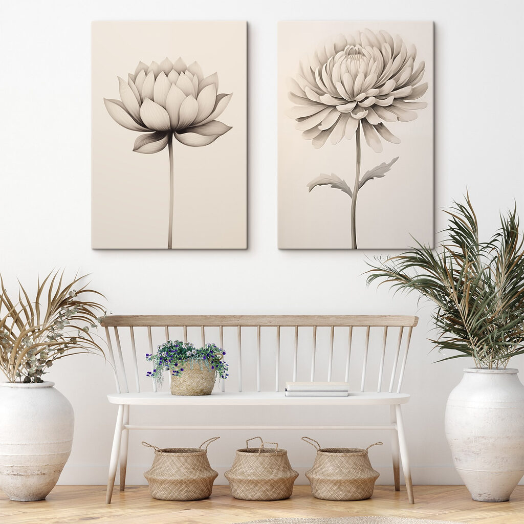 Flores de línea fina en un interior