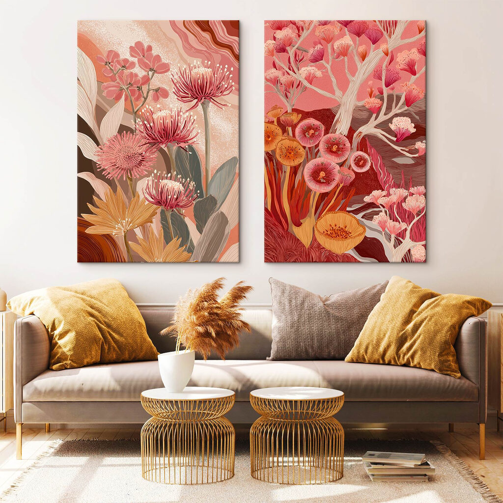 Flores en patrón elegante en un interior