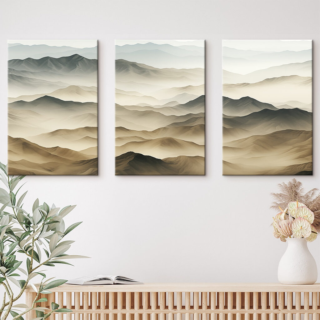 Montañas en capas suaves en un interior