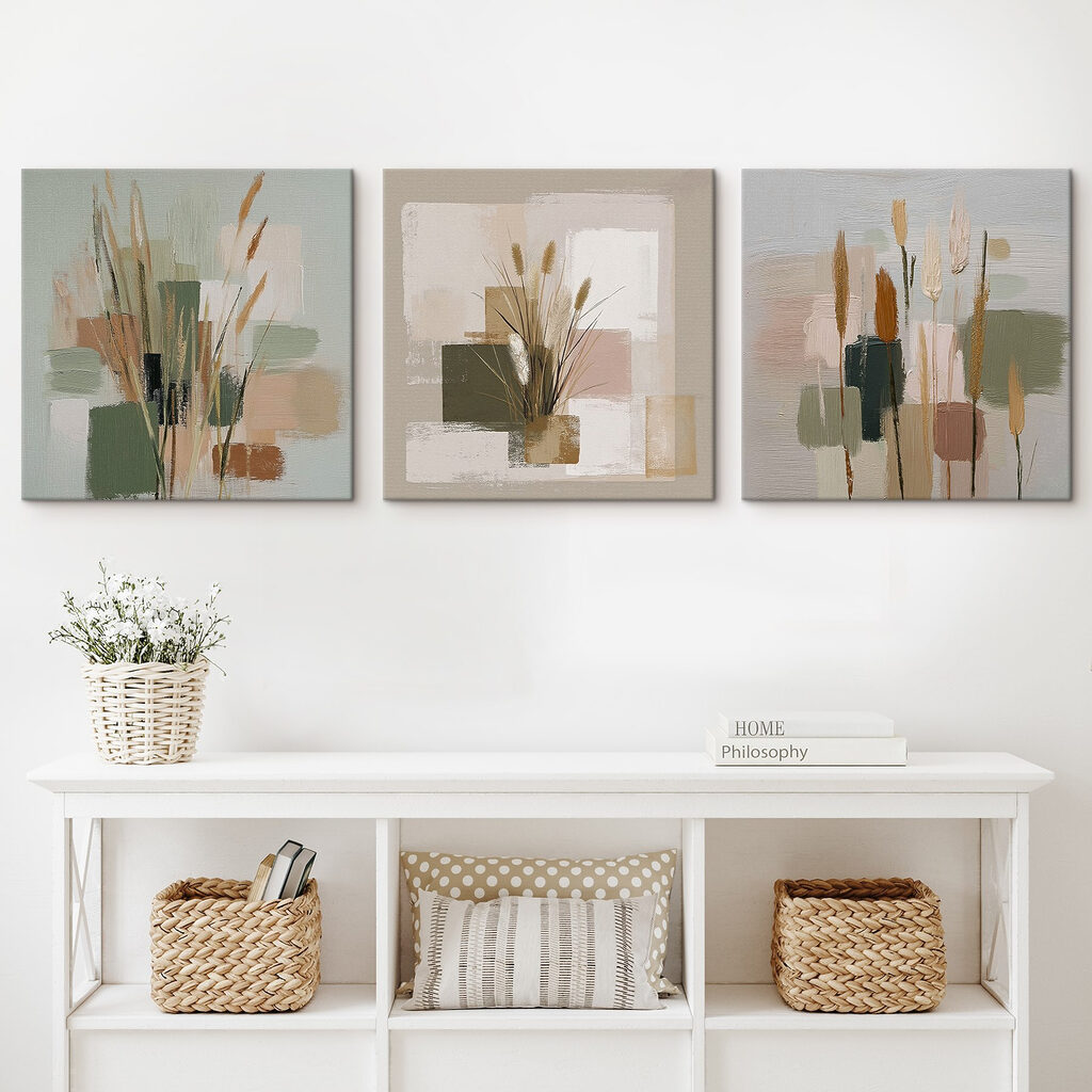 Hierbas entre colores en un interior