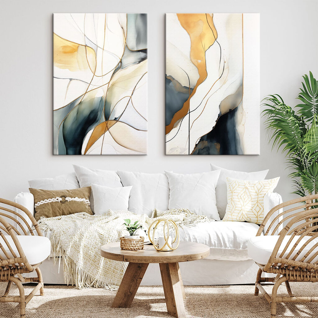 Bandas fluidas sobre blanco en un interior