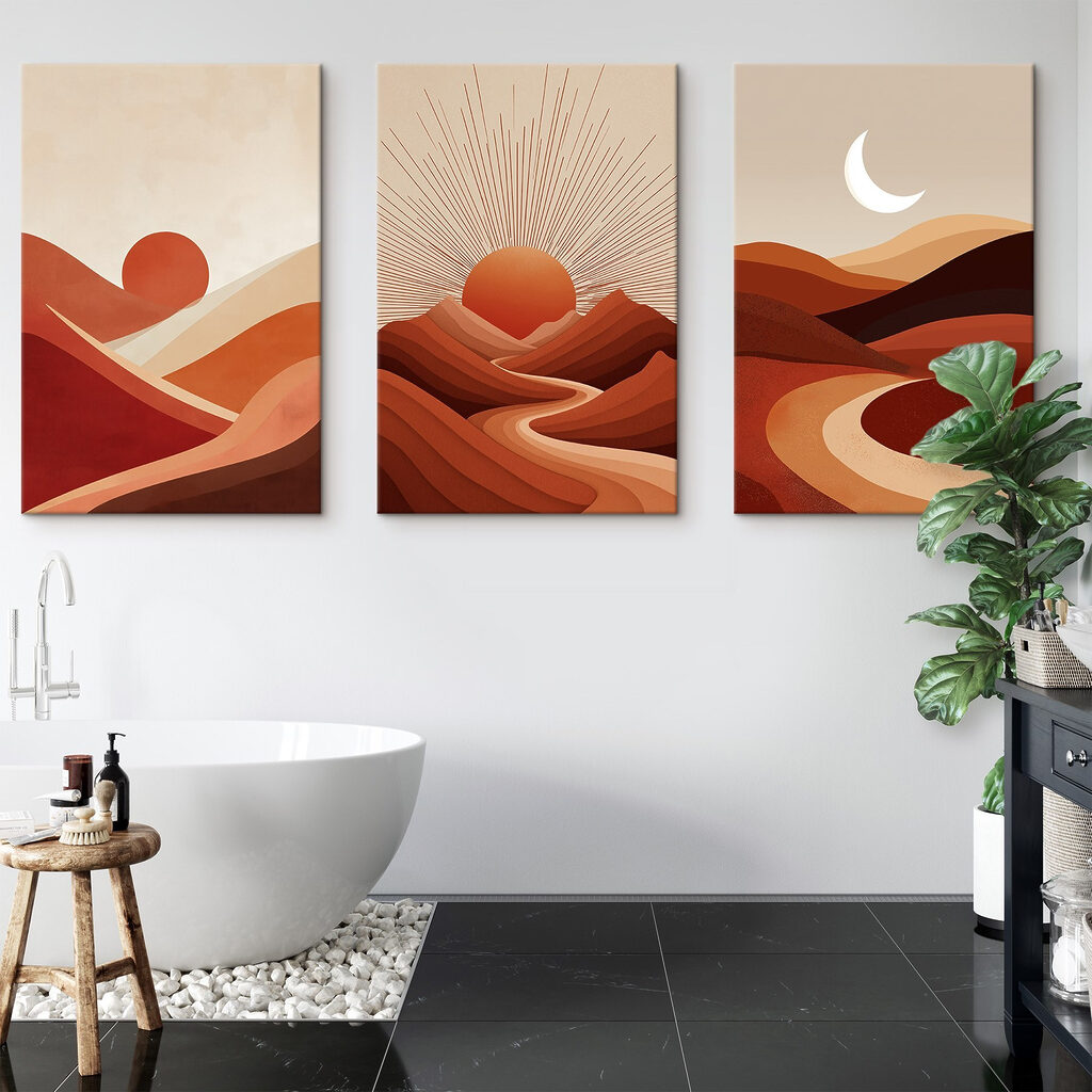 Dunas y luna creciente en un interior