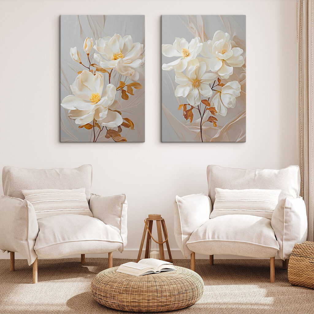 Flores elegantes, tonos suaves en un interior