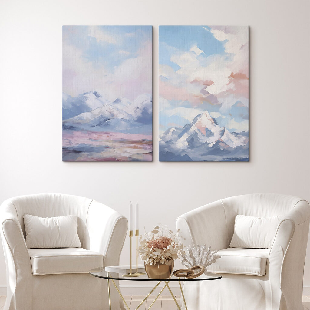 Montañas y nubes en un interior