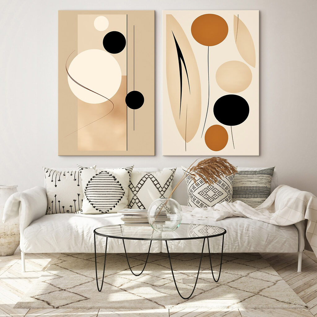 Formas gráficas minimalistas en un interior