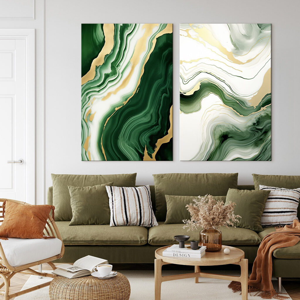 Efecto mármol verde en un interior