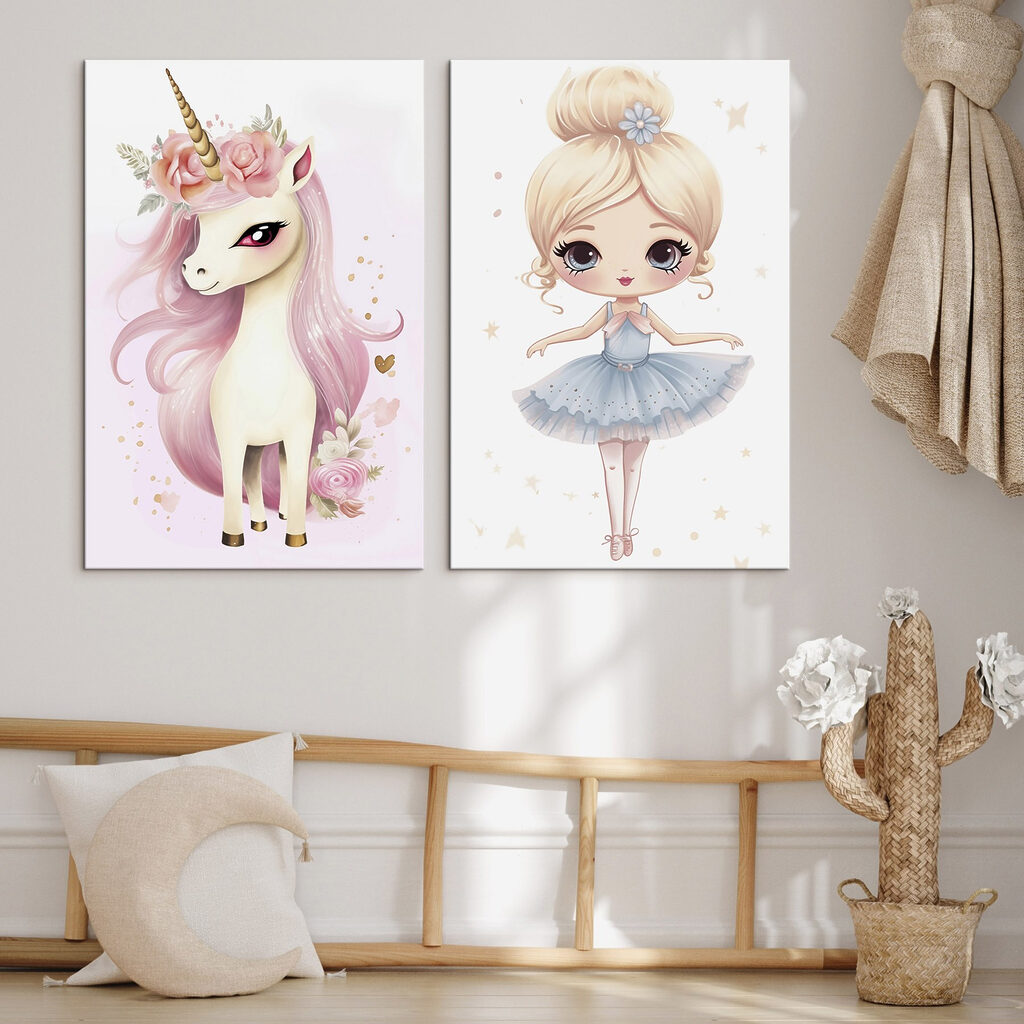 Unicornio con bailarina en un interior