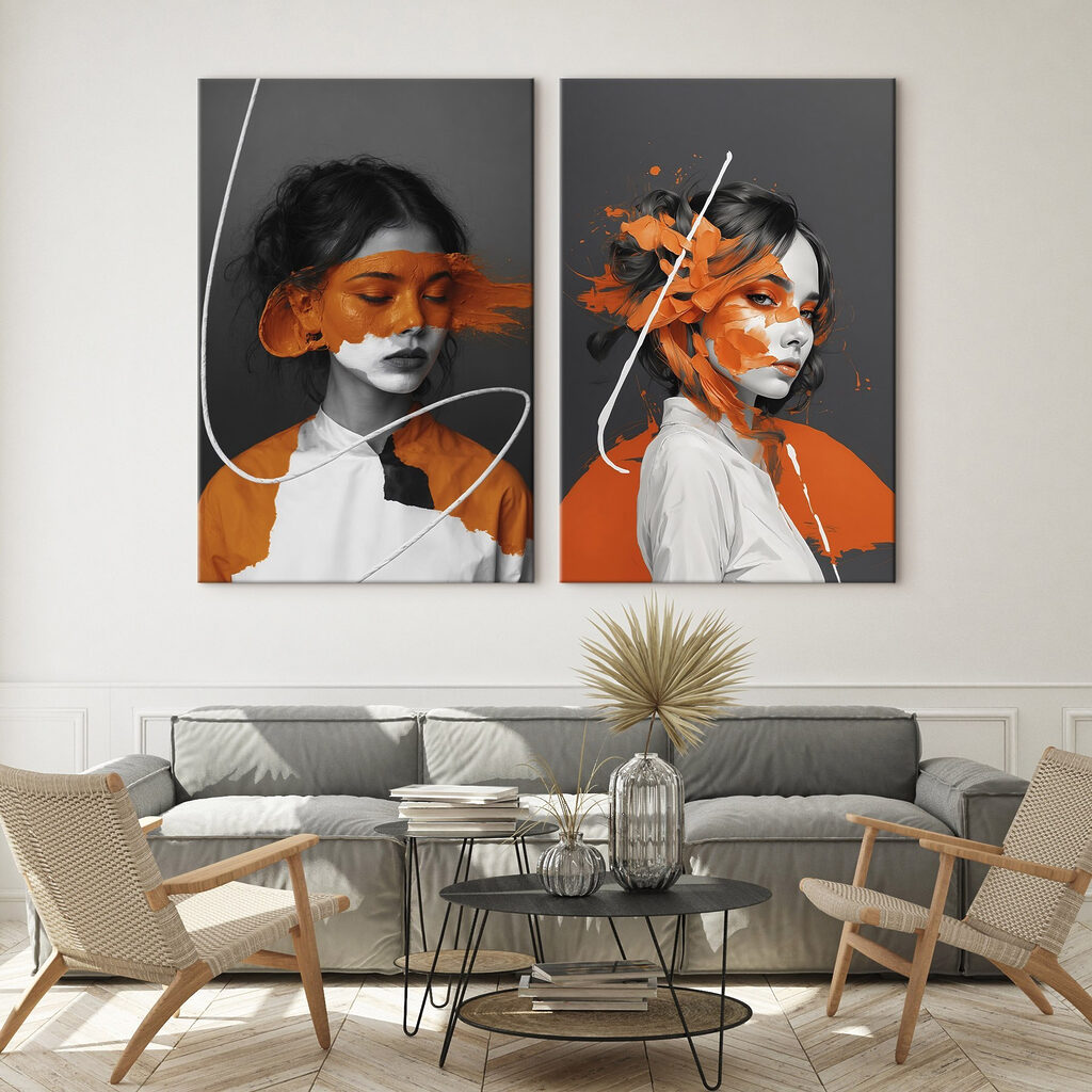 Mujer con pintura naranja — interior 2