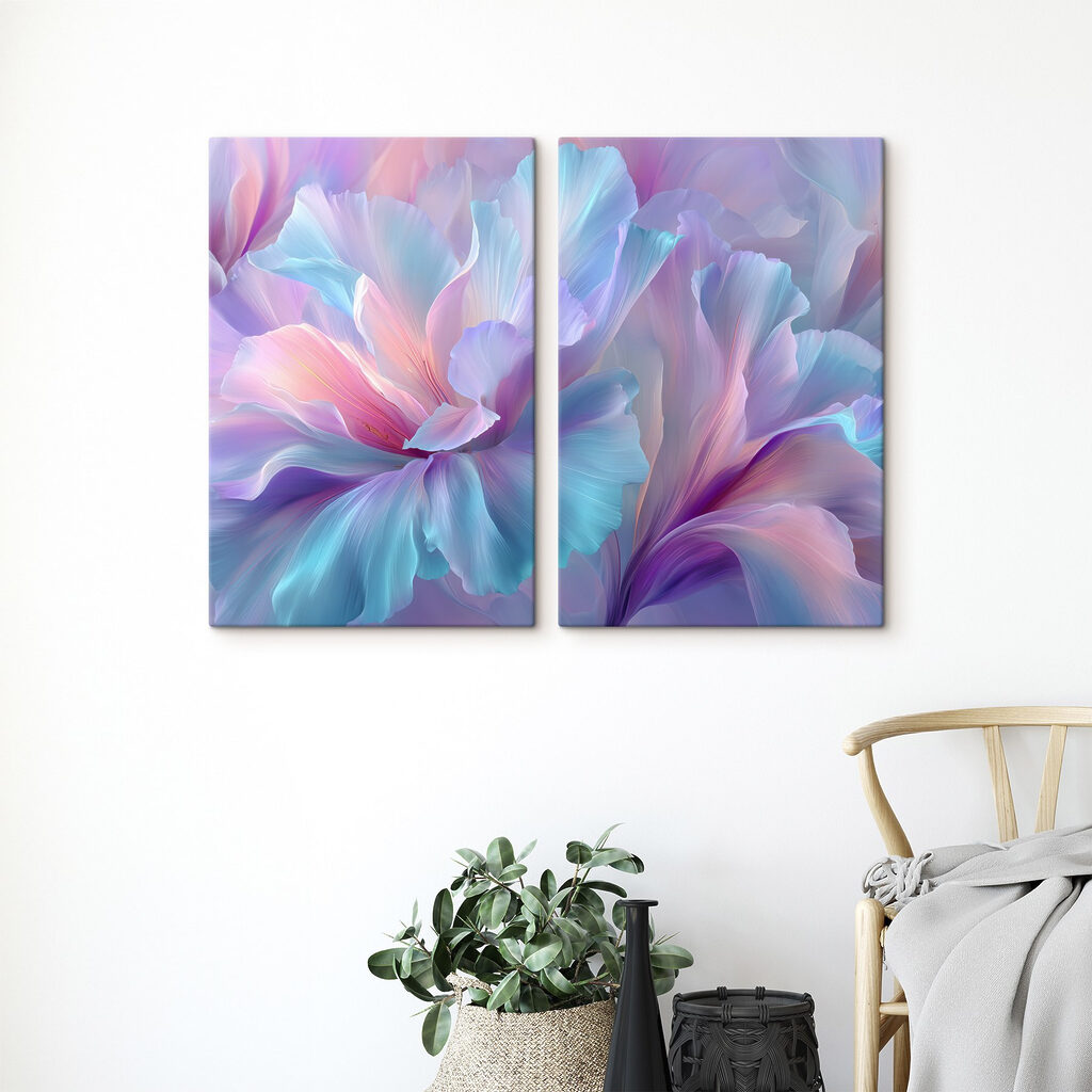 Flores de pétalos sedosos en un interior