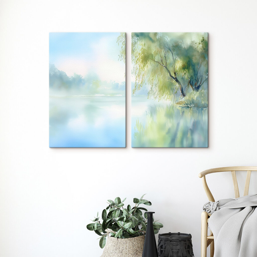 Árbol junto al lago en un interior