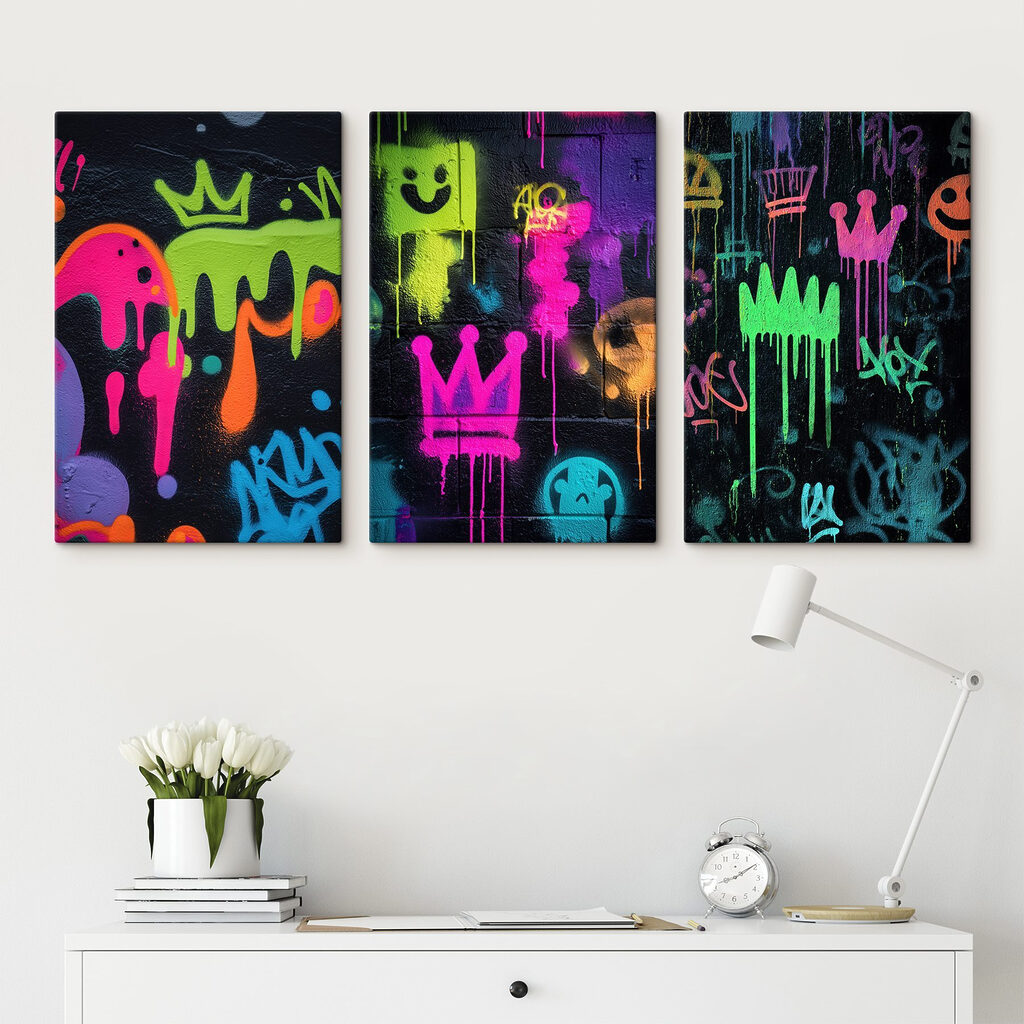 Arte callejero divertido en un interior