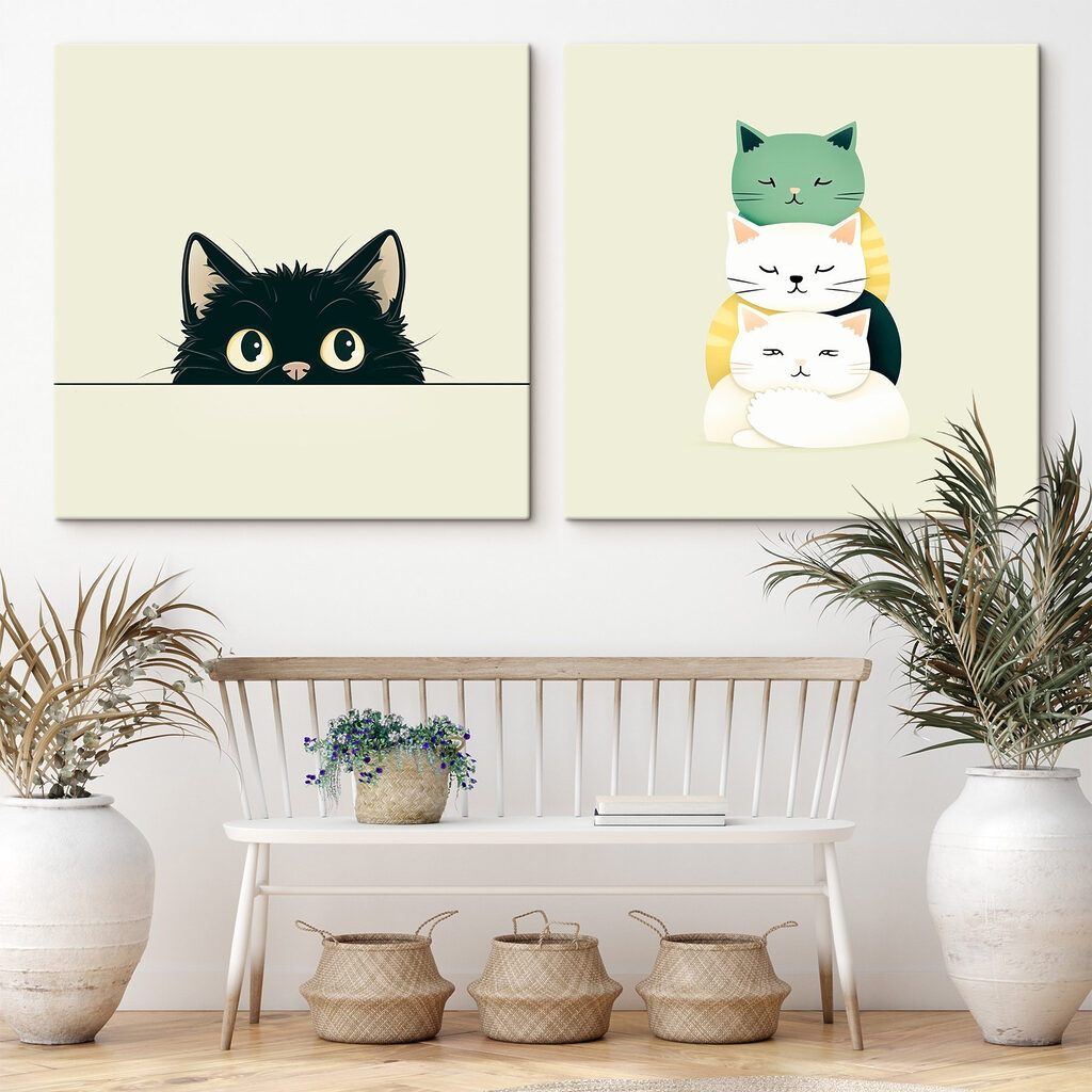 Gatos uno sobre otro en un interior
