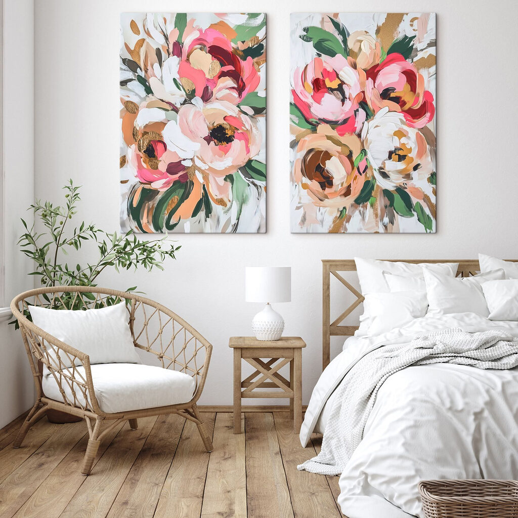 Rosas en pinceladas expresivas en un interior