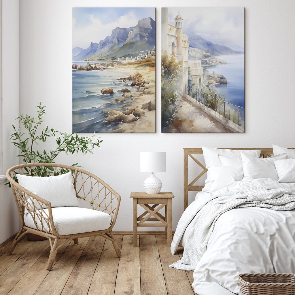 Ciudad y playa en un interior