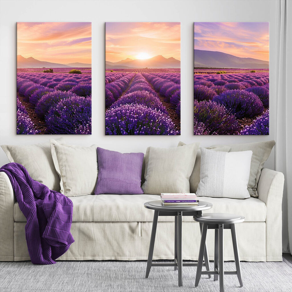 Lavanda y montañas en un interior
