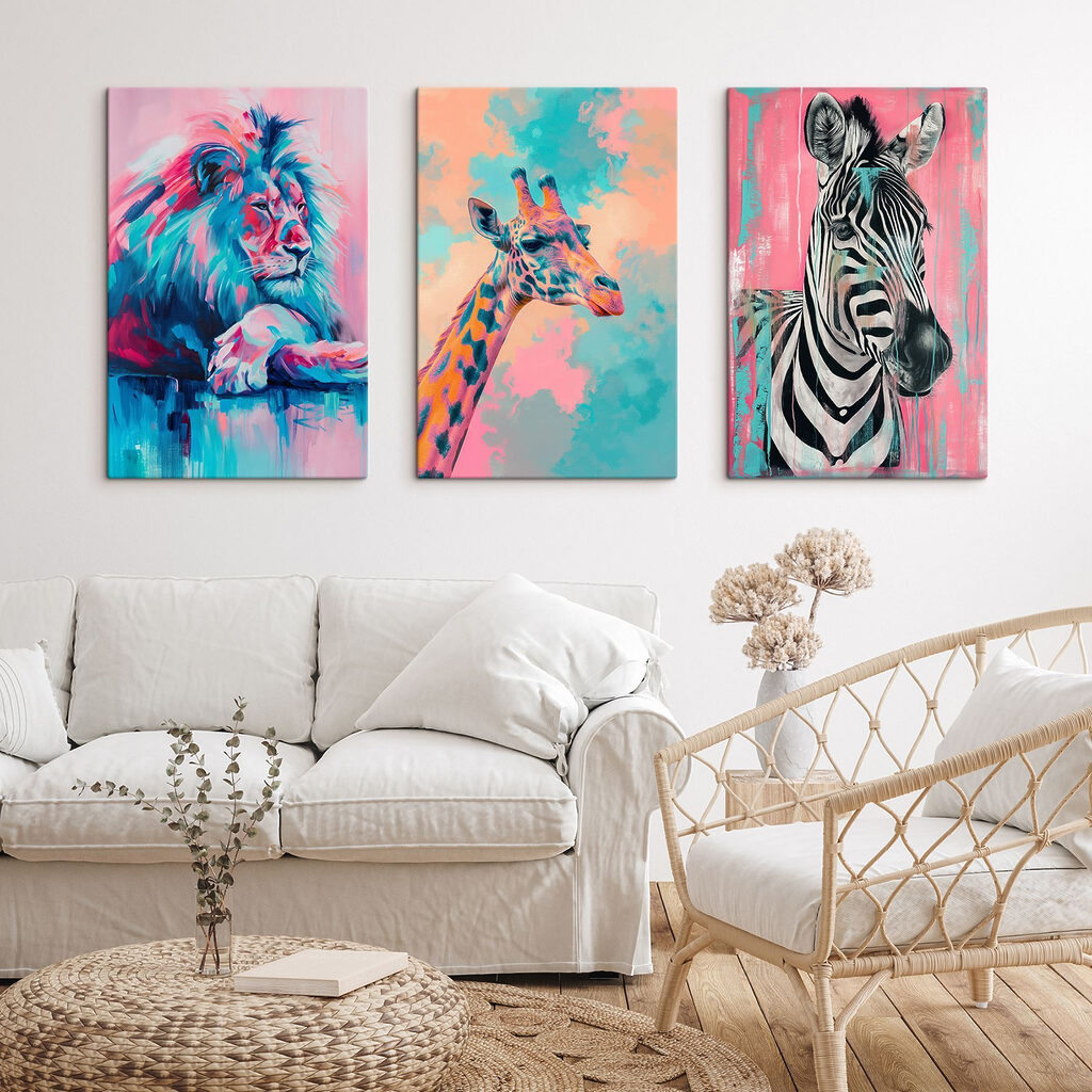 Animales de safari en un interior
