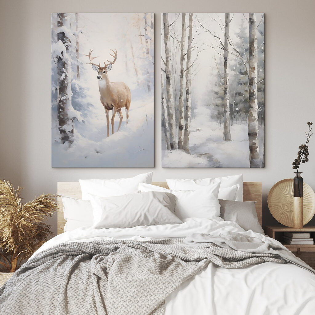 Ciervos en la nieve en un interior