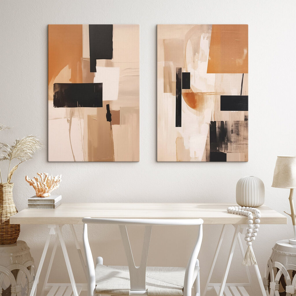 Rectángulos abstractos y pinceladas en un interior
