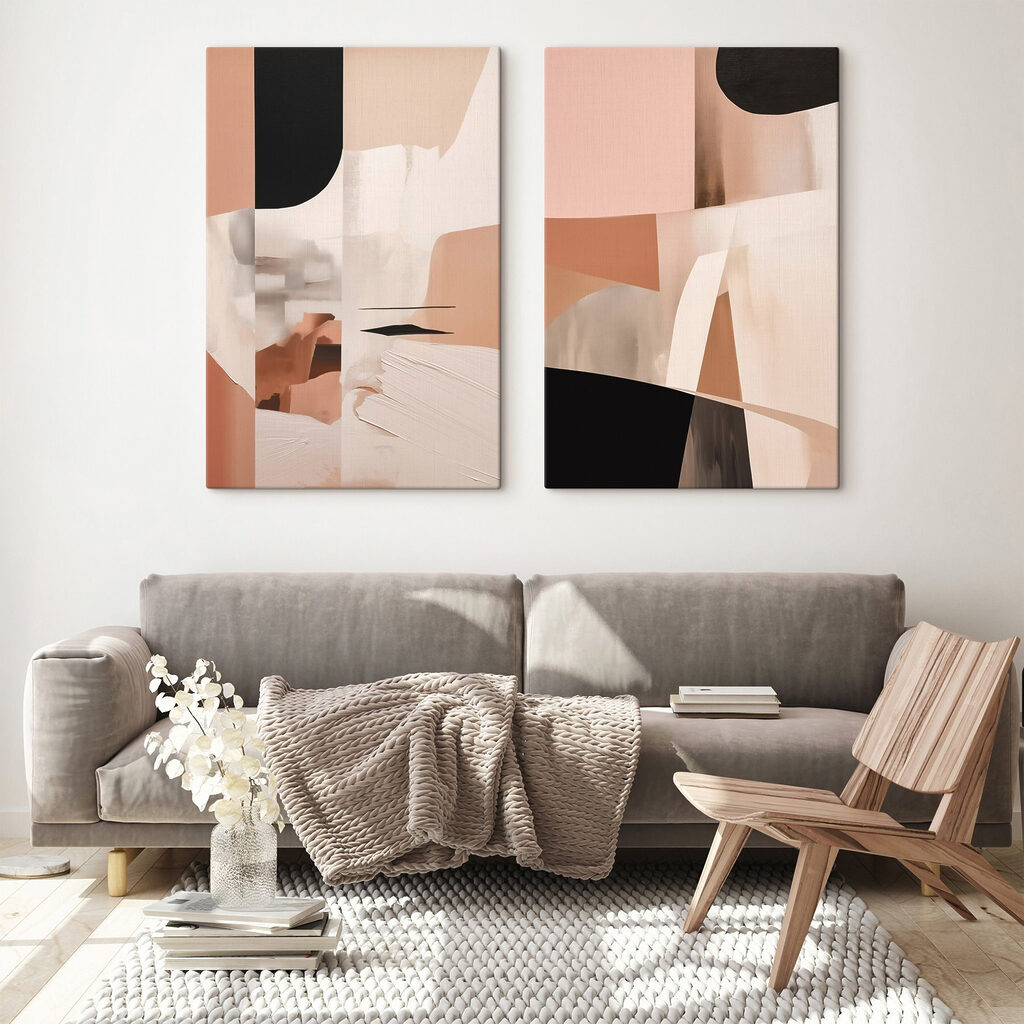 Planos y curvas abstractos en un interior