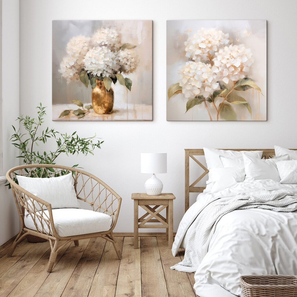Hortensias en la luz en un interior