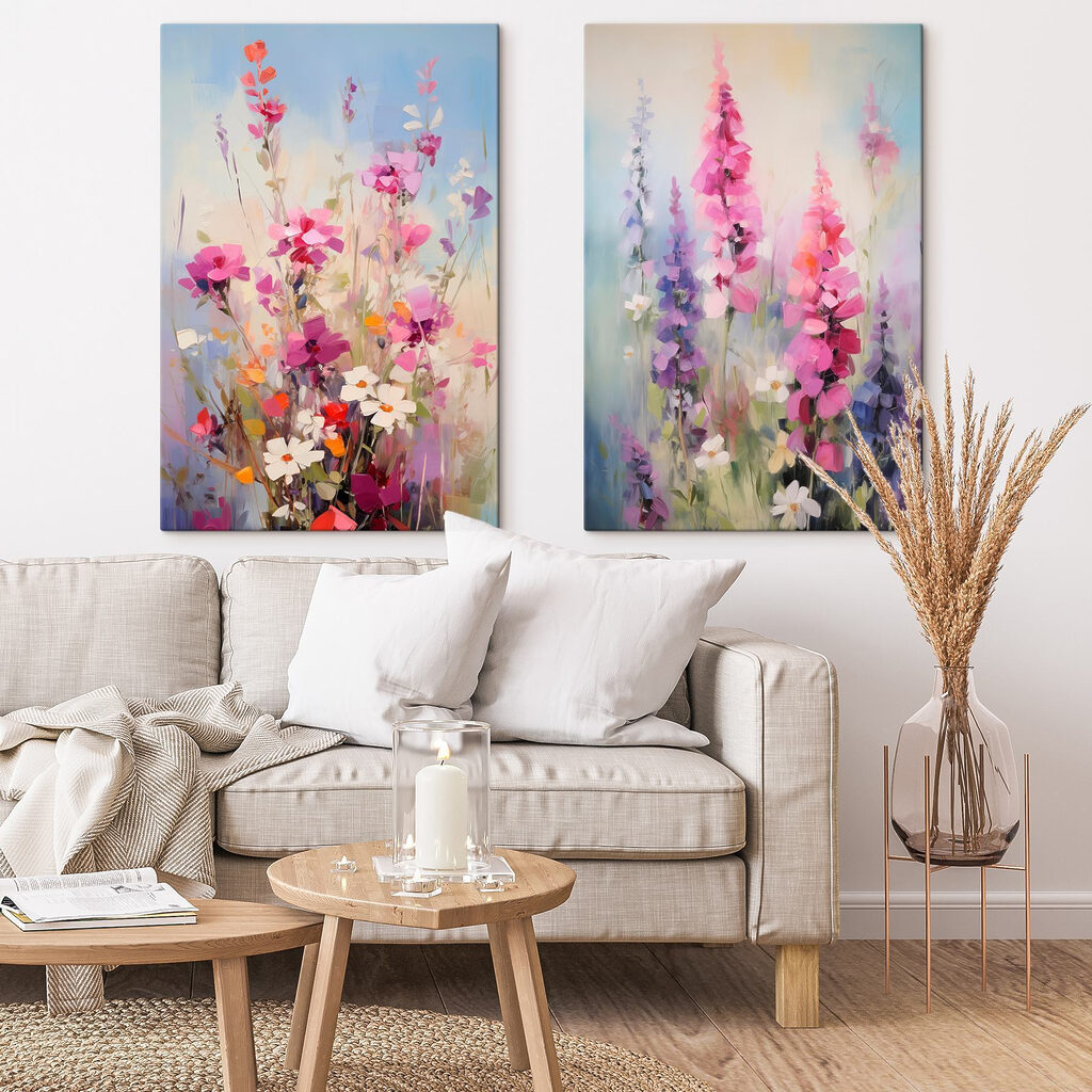 Campo de flores silvestres en un interior