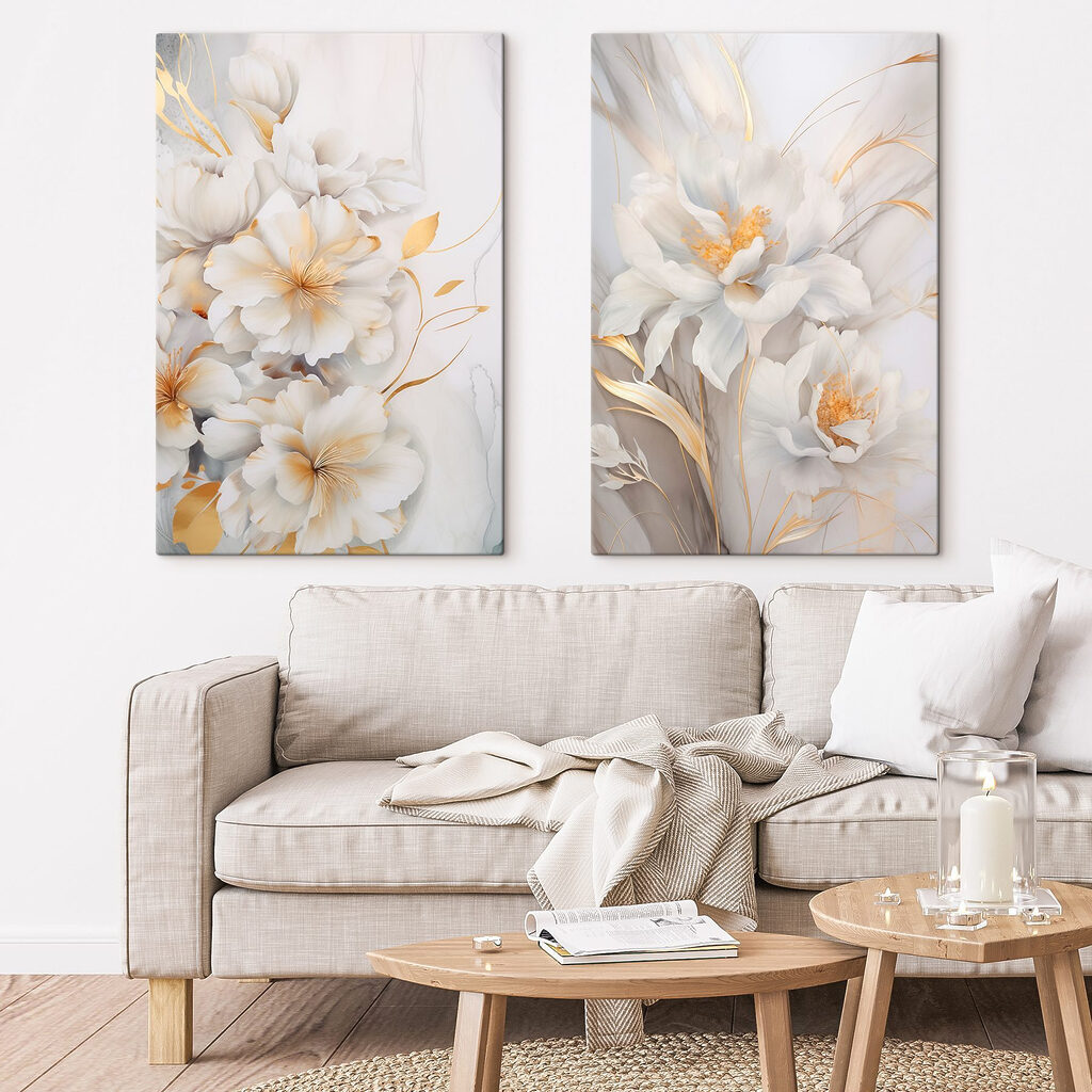 Flores blancas delicadas en un interior