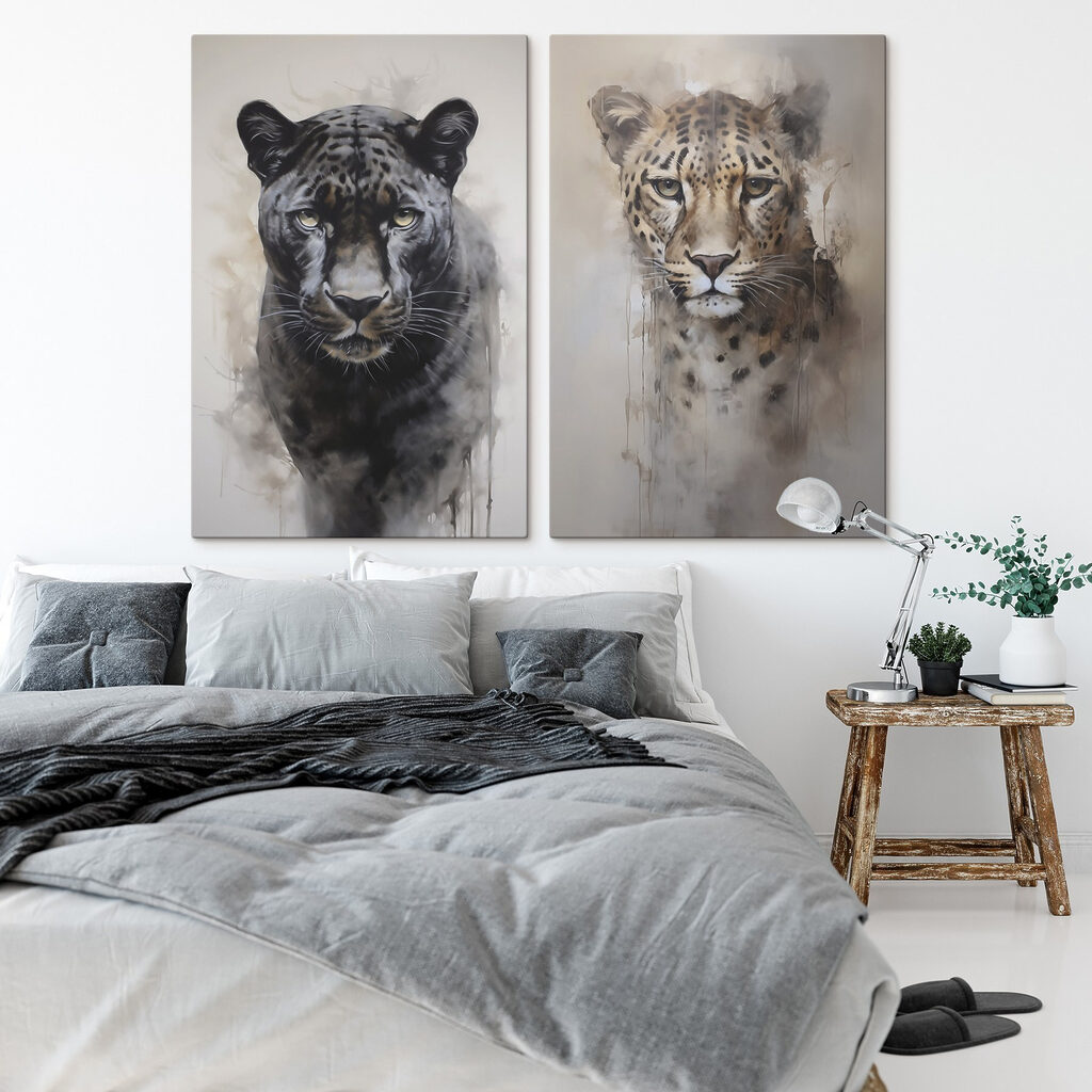 Grandes felinos en un interior