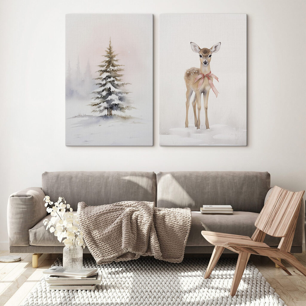Cervatillo en la nieve en un interior