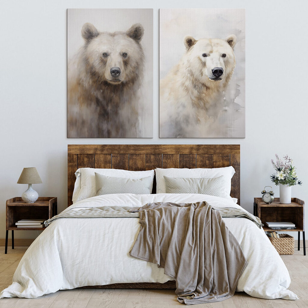Retratos de osos en un interior