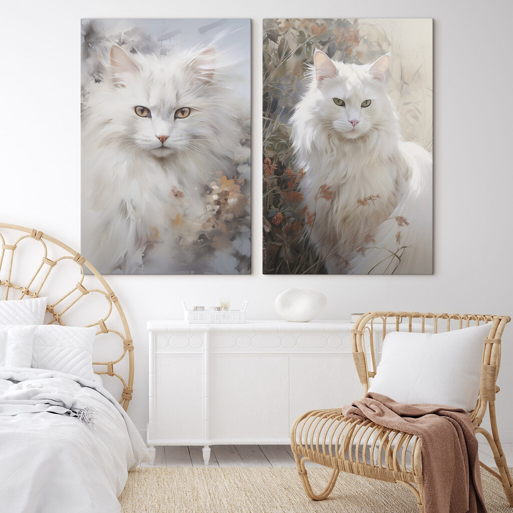 Gatos blancos en un interior
