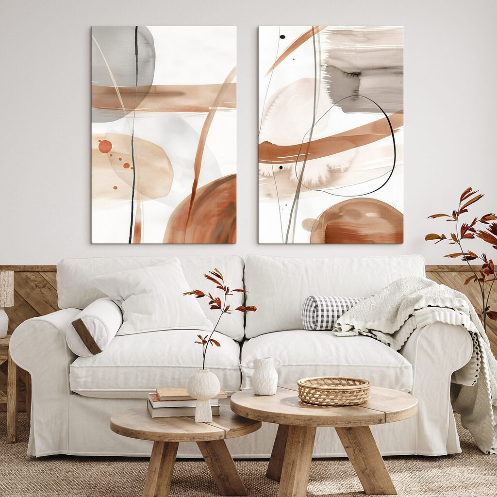 Formas abstractas cálidas en un interior