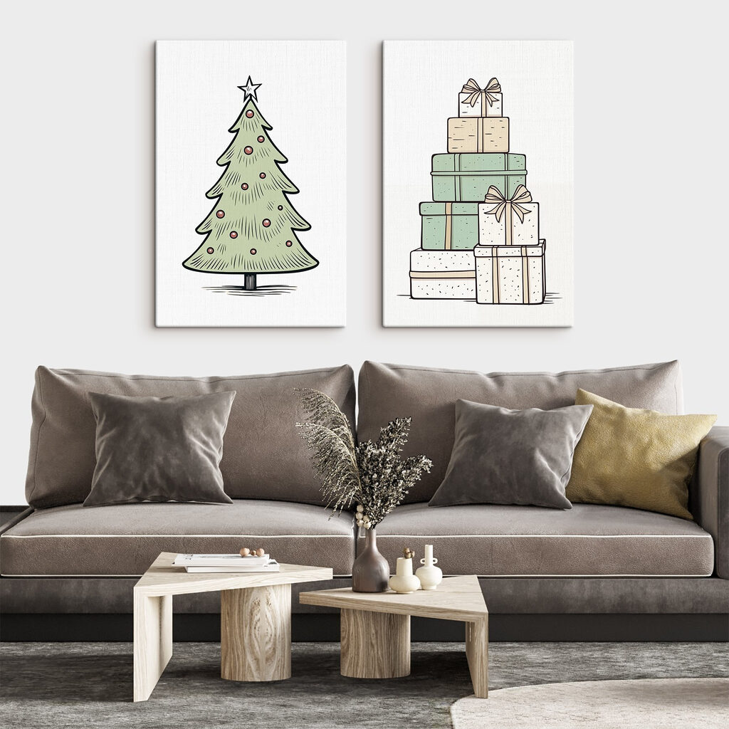 Árbol y regalos navideños en un interior