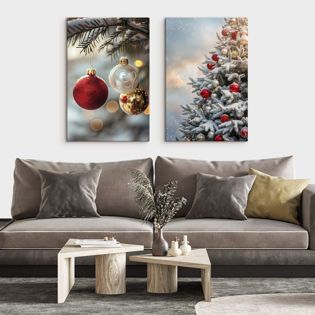 Adornos navideños en un interior