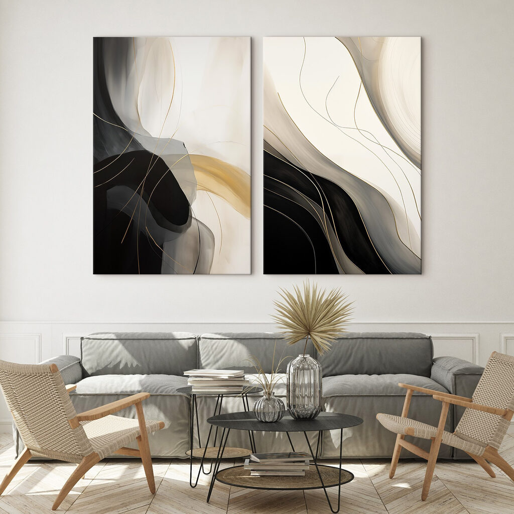 Blanco y negro fluido en un interior