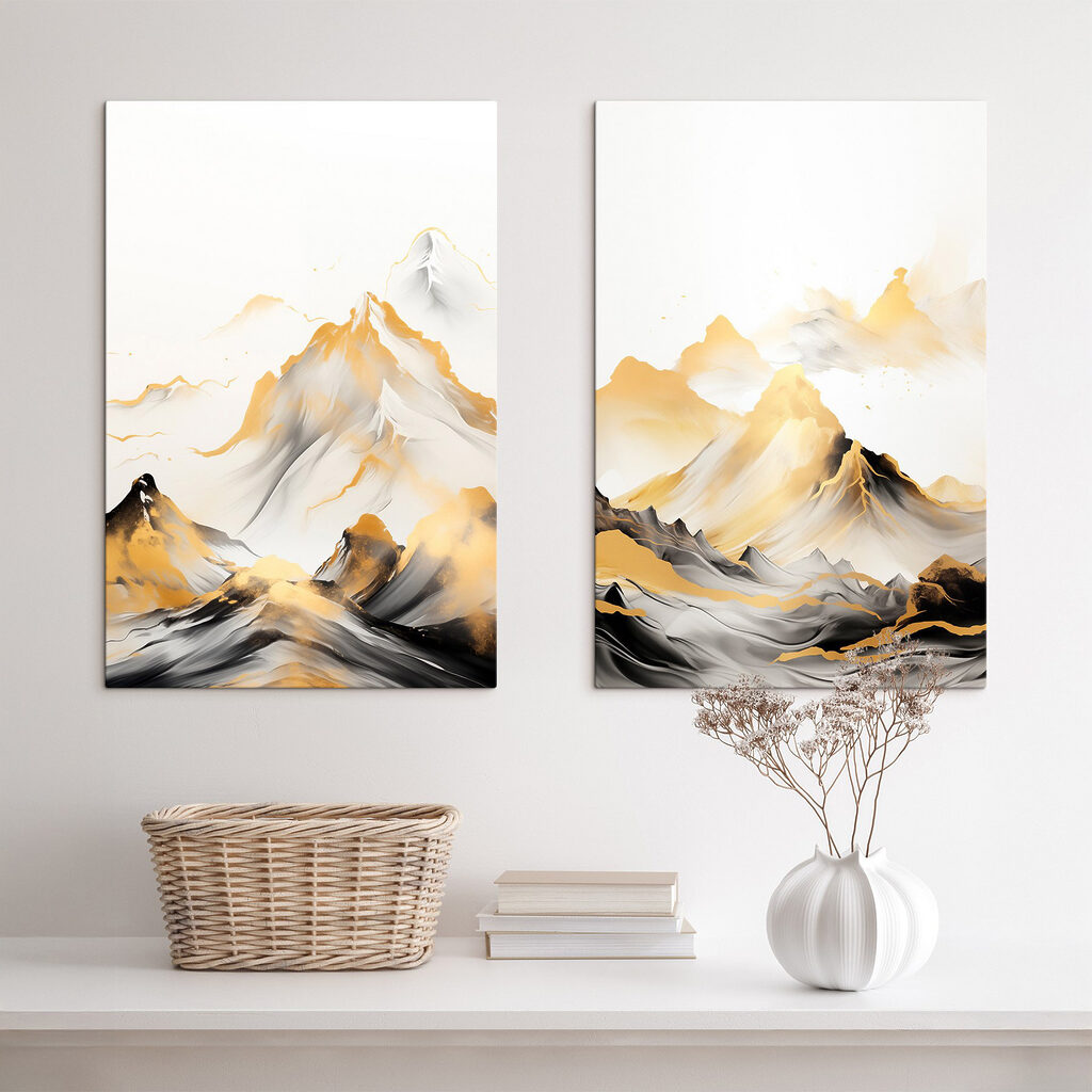 Montañas y olas en un interior