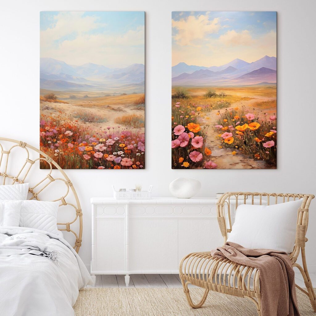 Paisaje con flores silvestres en un interior