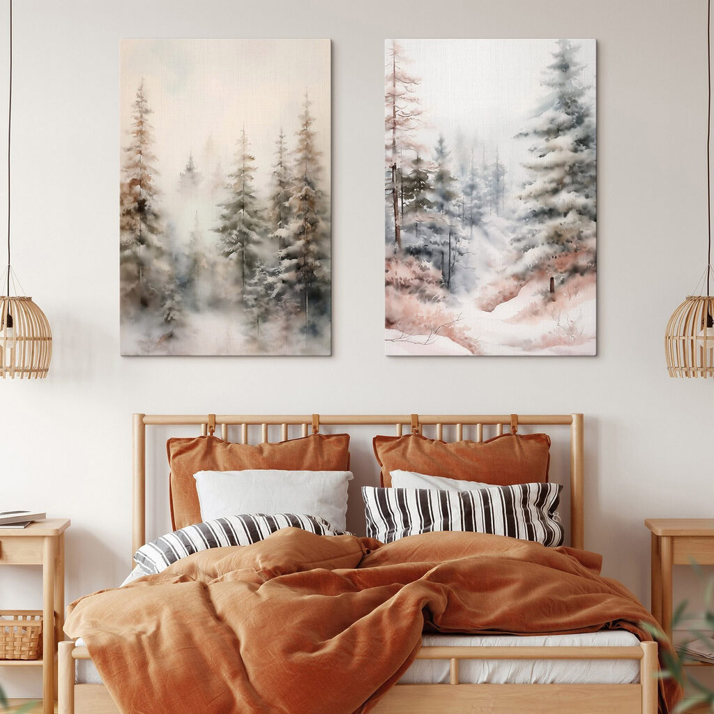 Bosque nevado en un interior