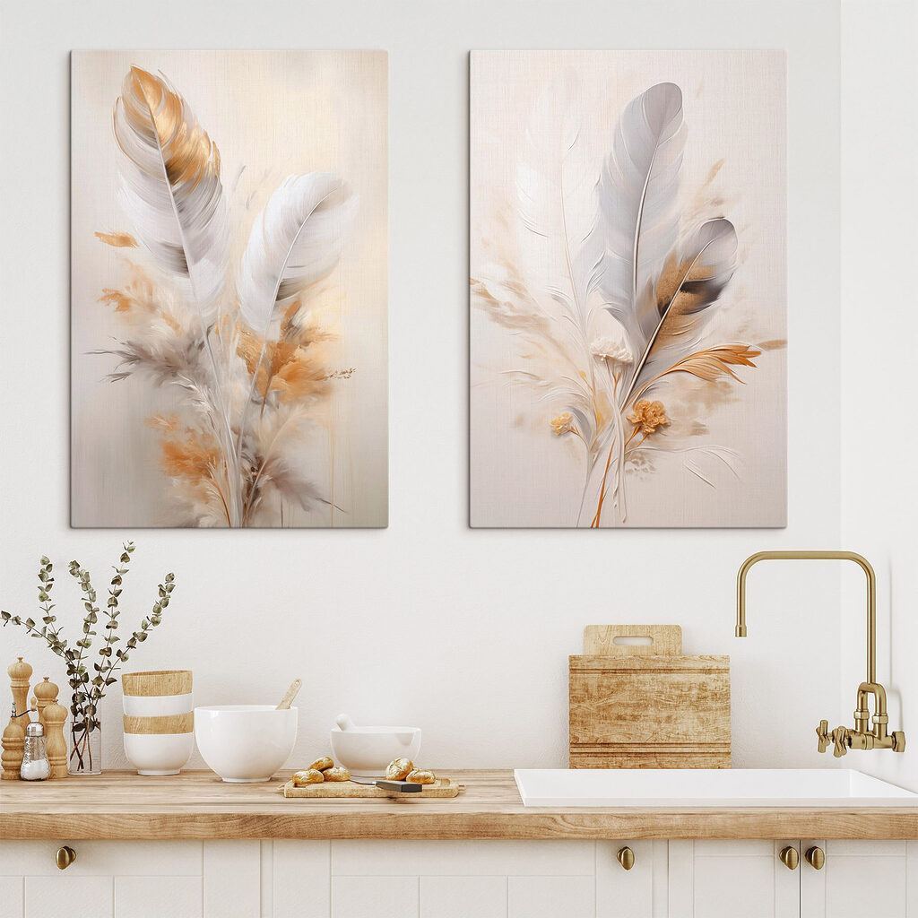 Plumas y gramíneas secas en un interior
