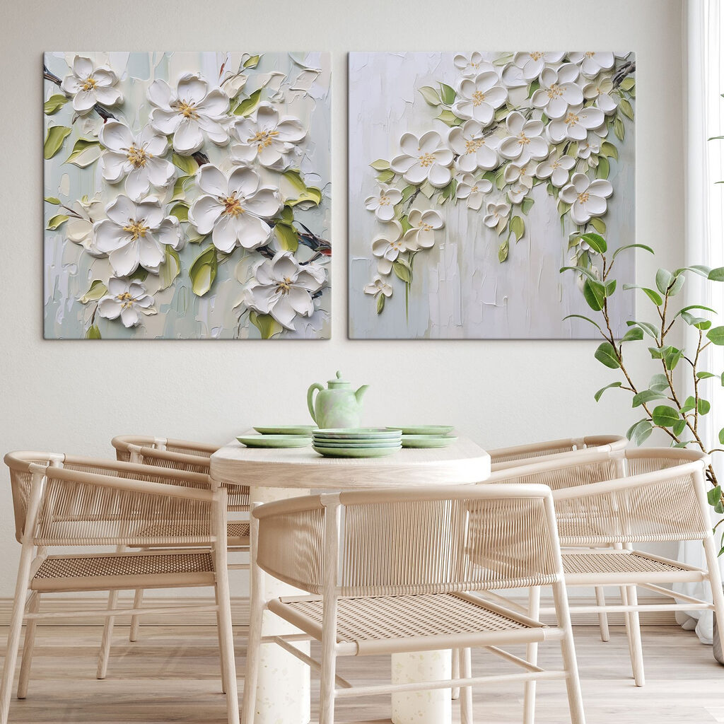 Flores de espátula blanca en un interior