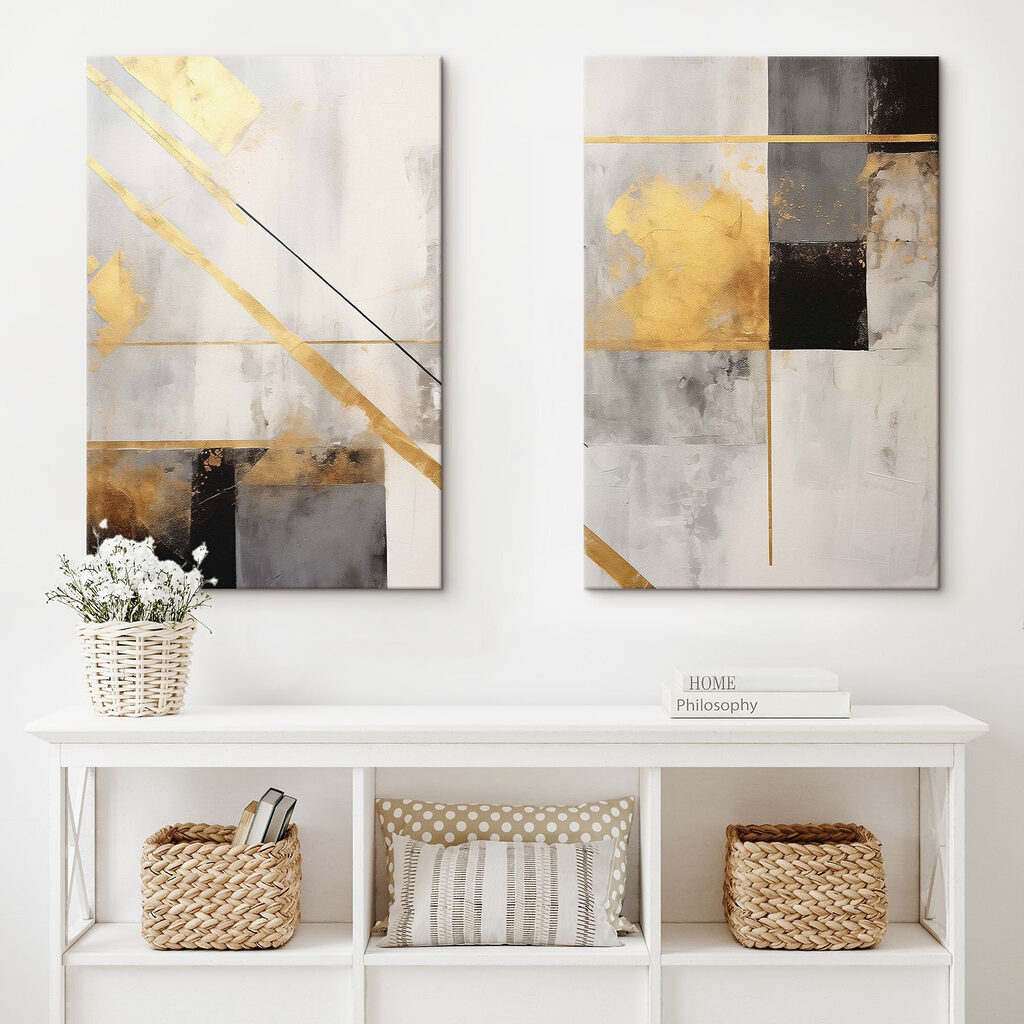 Bandas y rectángulos abstractos en un interior