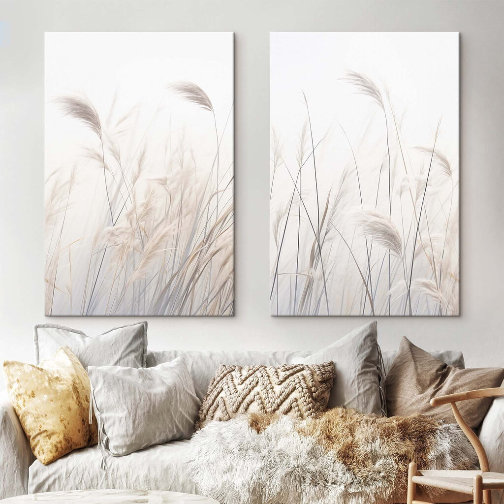 Gramíneas al viento en un interior