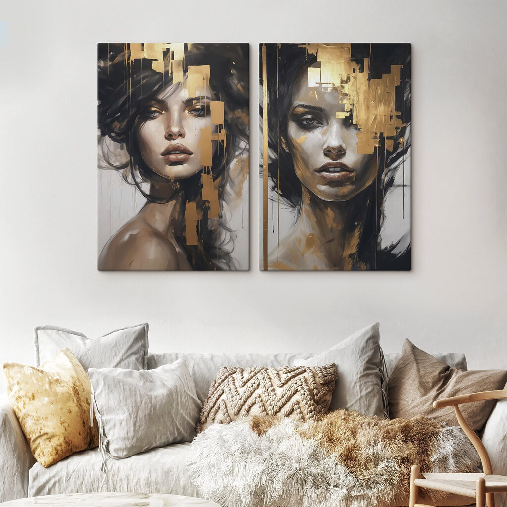 Dos retratos de mujer en un interior