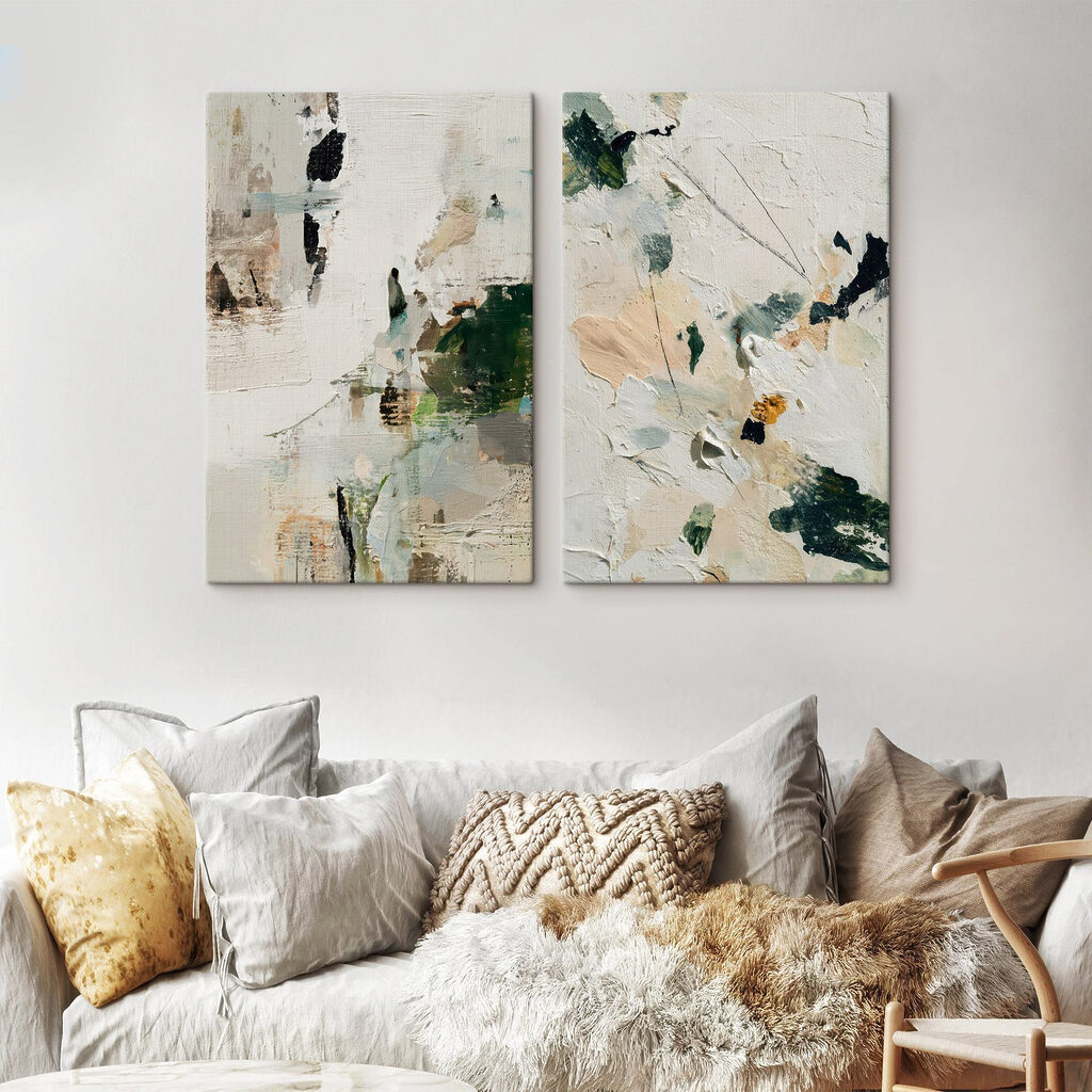 Rastros de pintura verde en un interior